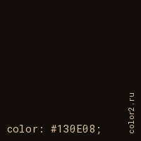 цвет css #130E08 rgb(19, 14, 8)