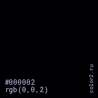 цвет #000002 rgb(0, 0, 2) цвет