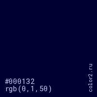 цвет #000132 rgb(0, 1, 50) цвет