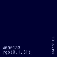 цвет #000133 rgb(0, 1, 51) цвет