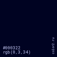 цвет #000322 rgb(0, 3, 34) цвет