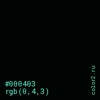 цвет #000403 rgb(0, 4, 3) цвет
