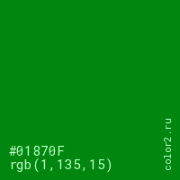 цвет #01870F rgb(1, 135, 15) цвет