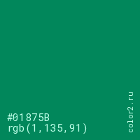 цвет #01875B rgb(1, 135, 91) цвет