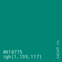 цвет #018775 rgb(1, 135, 117) цвет