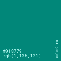 цвет #018779 rgb(1, 135, 121) цвет