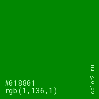 цвет #018801 rgb(1, 136, 1) цвет