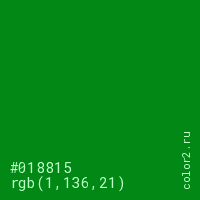 цвет #018815 rgb(1, 136, 21) цвет