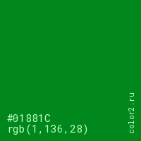 цвет #01881C rgb(1, 136, 28) цвет