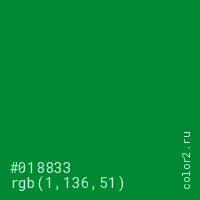 цвет #018833 rgb(1, 136, 51) цвет