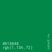 цвет #018848 rgb(1, 136, 72) цвет
