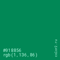 цвет #018856 rgb(1, 136, 86) цвет