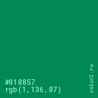 цвет #018857 rgb(1, 136, 87) цвет