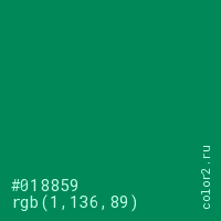 цвет #018859 rgb(1, 136, 89) цвет