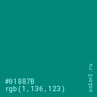 цвет #01887B rgb(1, 136, 123) цвет