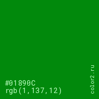 цвет #01890C rgb(1, 137, 12) цвет