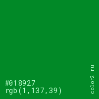 цвет #018927 rgb(1, 137, 39) цвет