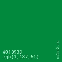 цвет #01893D rgb(1, 137, 61) цвет