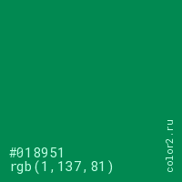 цвет #018951 rgb(1, 137, 81) цвет