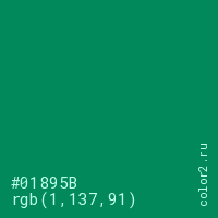 цвет #01895B rgb(1, 137, 91) цвет