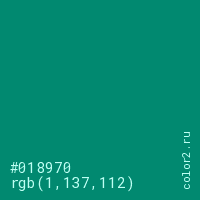 цвет #018970 rgb(1, 137, 112) цвет