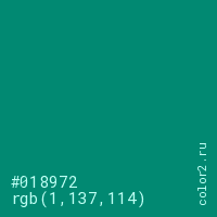 цвет #018972 rgb(1, 137, 114) цвет