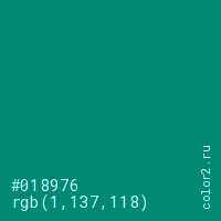 цвет #018976 rgb(1, 137, 118) цвет