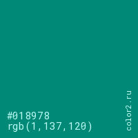 цвет #018978 rgb(1, 137, 120) цвет