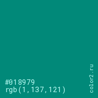 цвет #018979 rgb(1, 137, 121) цвет
