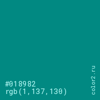 цвет #018982 rgb(1, 137, 130) цвет