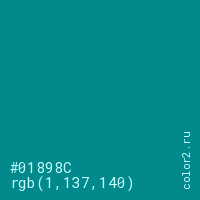 цвет #01898C rgb(1, 137, 140) цвет