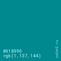 цвет #018990 rgb(1, 137, 144) цвет