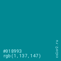 цвет #018993 rgb(1, 137, 147) цвет