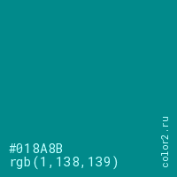 цвет #018A8B rgb(1, 138, 139) цвет