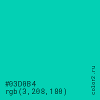 цвет #03D0B4 rgb(3, 208, 180) цвет