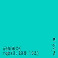 цвет #03D0C0 rgb(3, 208, 192) цвет