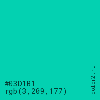 цвет #03D1B1 rgb(3, 209, 177) цвет