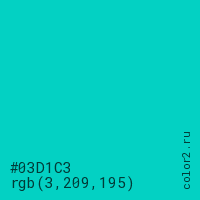 цвет #03D1C3 rgb(3, 209, 195) цвет