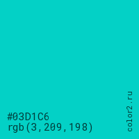 цвет #03D1C6 rgb(3, 209, 198) цвет