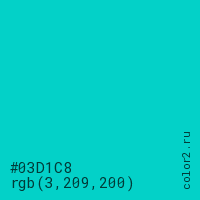 цвет #03D1C8 rgb(3, 209, 200) цвет