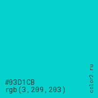 цвет #03D1CB rgb(3, 209, 203) цвет