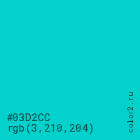 цвет #03D2CC rgb(3, 210, 204) цвет