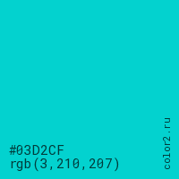 цвет #03D2CF rgb(3, 210, 207) цвет