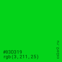 цвет #03D319 rgb(3, 211, 25) цвет