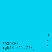 цвет #03D3F0 rgb(3, 211, 240) цвет