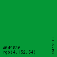 цвет #049836 rgb(4, 152, 54) цвет