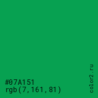 цвет #07A151 rgb(7, 161, 81) цвет