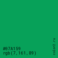 цвет #07A159 rgb(7, 161, 89) цвет
