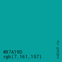 цвет #07A19D rgb(7, 161, 157) цвет