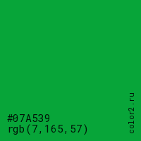 цвет #07A539 rgb(7, 165, 57) цвет